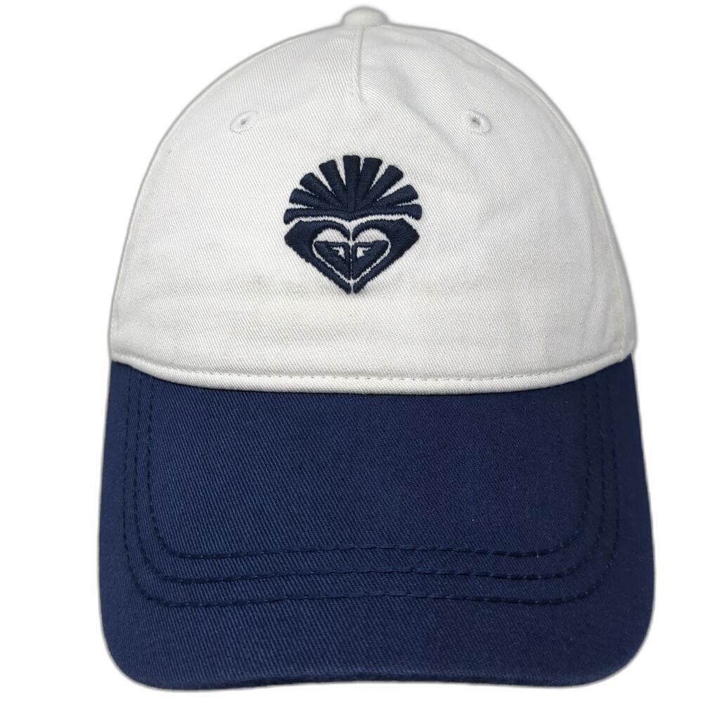 Roxy Baseball Cap White Blue One Size Embroidered Logo Two-Tone Strapback Hat